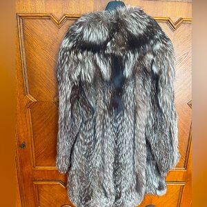 Real silver fox fur coat